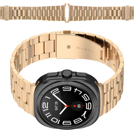 Pasek ze stali nierdzewnej Bizon Strap Watch Aura do Galaxy Watch Ultra 2 / 1, różowozłoty