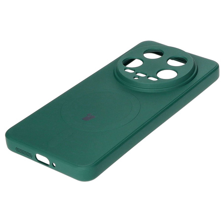 Etui Bizon Case Silicone Magnetic Sq do Xiaomi 14 Ultra, ciemnozielone