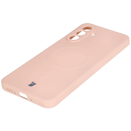 Silikonowe etui z pierścieniem magnetycznym Bizon Case Silicone Magnetic Sq do Galaxy A26 5G, jasnoróżowe
