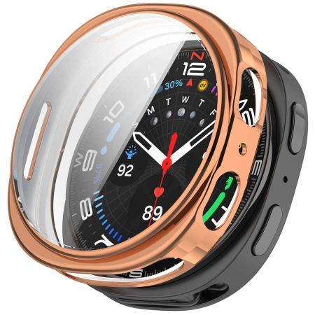Etui z osłoną ekranu Bizon Case Watch Felipe do Galaxy Watch 8 40 mm, różowozłote