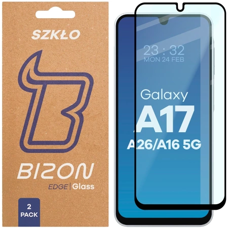 Szkło hartowane Bizon Glass Edge Duo do Galaxy A16 4G/5G / A17 5G / A26 5G, czarna ramka, 2 sztuki