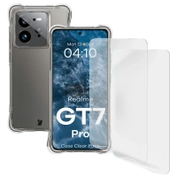 Elastyczne etui + 2x folia na ekran Bizon Case Clear Pack do Realme GT 7 Pro