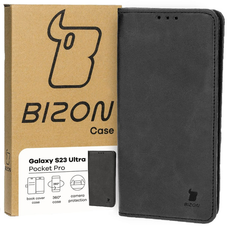 Etui z klapką Bizon Case Pocket Pro do Galaxy S23 Ultra, czarne