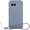 Silikonowe etui z pierścieniem magnetycznym Bizon Case Silicone Magnetic Sq do Google Pixel 8a, szare