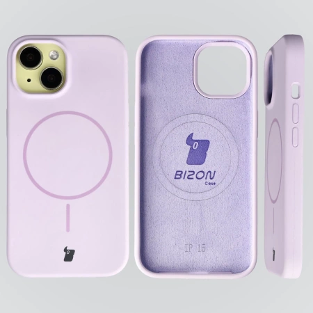 Silikonowe etui z pierścieniem magnetycznym Bizon Soft Case Magnetic do iPhone 15, jasnofioletowe