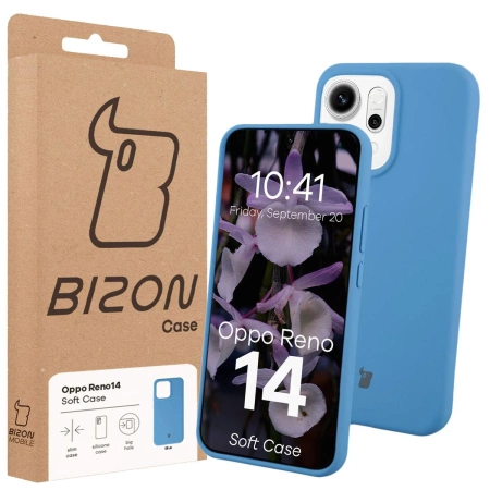 Silikonowe etui Bizon Soft Case do Oppo Reno 14, niebieskie