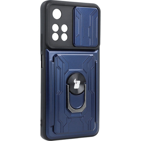 Etui Bizon Case Camshield Card Slot Ring do Xiaomi Redmi Note 11 Pro+ 5G, granatowe