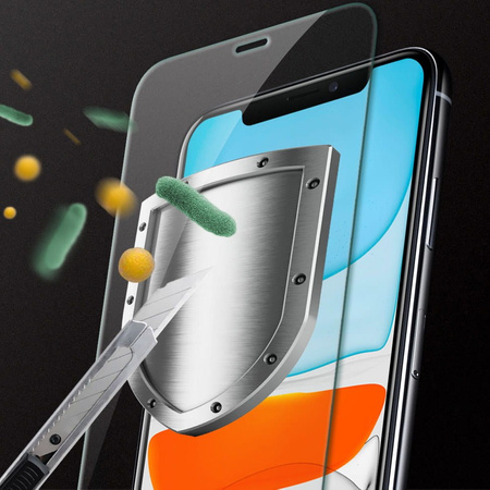 Szkło hartowane Bizon Glass Anti-Bacterial - 2 szt. + obiektyw, iPhone Xs
