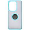 Etui z uchwytem na palec Bizon Case Hybrid Ring do Xiaomi Poco M6 Pro 4G / Xiaomi Redmi Note 13 Pro 4G, przydymione z jasnoniebieską ramką