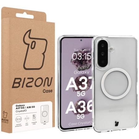 Etui z pierścieniem magnetycznym Bizon Case CrystalO do Galaxy A37 5G / A36 5G, przezroczyste