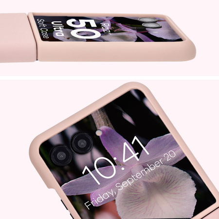 Silikonowe etui Bizon Soft Case do Motorola Razr 50 Ultra, jasnoróżowe