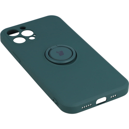 Etui Bizon Case Silicone Ring do iPhone 12 Pro, ciemnozielone