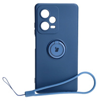 Etui Bizon Case Silicone Ring Sq do Xiaomi Redmi Note 12 Pro Plus 5G, granatowe
