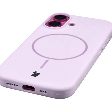 Silikonowe etui z pierścieniem magnetycznym Bizon Soft Case Magnetic do iPhone 16, jasnofioletowe