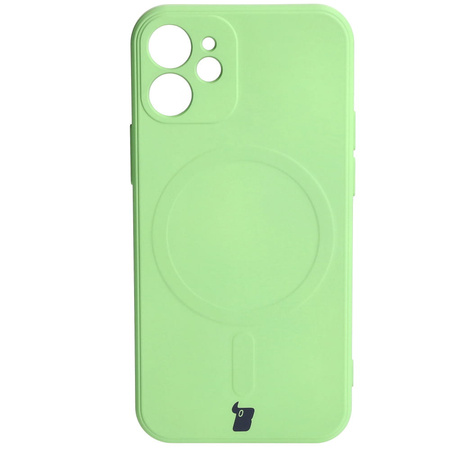 Etui Bizon Case Silicone Magnetic Sq do iPhone 12 Mini, jasnozielone