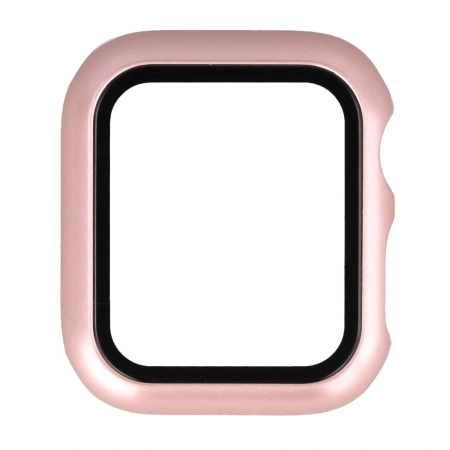 Etui ze szkłem do zegarka Bizon Case+Glass Watch do Apple Watch SE 3 / SE 2 / SE / 6 / 5 / 4 (40 mm), różowozłote
