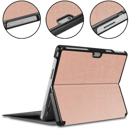 Etui Bizon Case Tab Croc do Microsoft Surface Pro 11 / 10 / 9, różowozłote