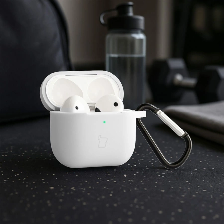 Silikonowe etui z karabińczykiem Bizon Case Headphone Silicone do AirPods 4, jasnozielone