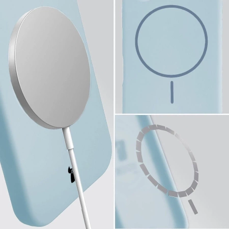 Silikonowe etui z pierścieniem magnetycznym Bizon Soft Case Magnetic do iPhone 14 Pro, błękitne