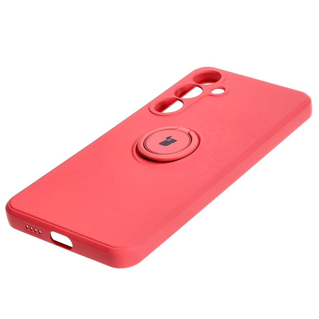 Etui Bizon Case Silicone Ring Sq do Galaxy S24 Plus, brudny róż