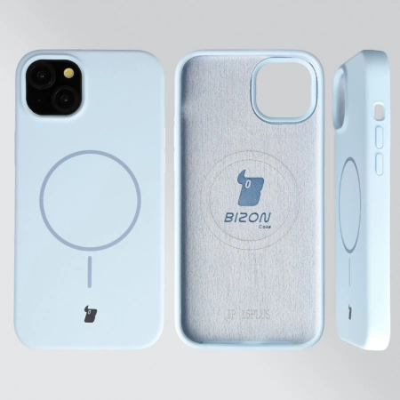 Silikonowe etui z pierścieniem magnetycznym Bizon Soft Case Magnetic do 15 Plus/14 Plus, błękitne