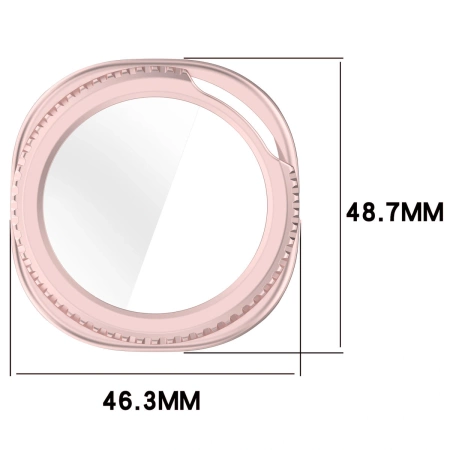 Etui ze szkłem do zegarka Bizon Case Watch Adamo do Samsung Galaxy Watch 8 Classic 46 mm, satynowo różowe