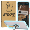 Etui z uchwytem na palec Bizon Case Hybrid Ring do Oppo Reno 12 Pro, przydymione z jasnoniebieską ramką