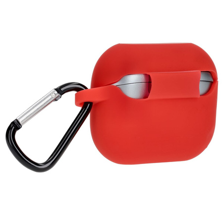 Silikonowe etui z karabińczykiem Bizon Case Headphone Silicone do Galaxy Buds 3/3 Pro/3 FE, czerwone