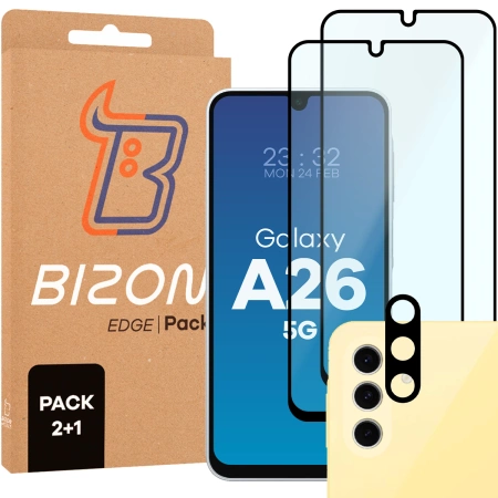 2x Szkło hartowane z ramką + szybka na aparat Bizon Edge 2 Pack do Xiaomi Redmi 14C 4G