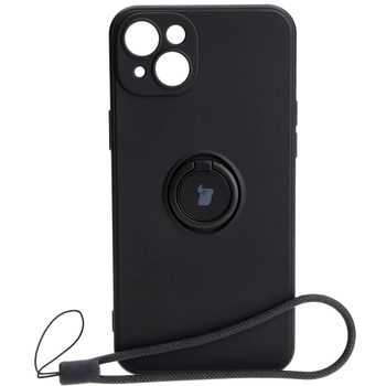 Etui Bizon Case Silicone Ring Sq do Apple iPhone 15 Plus, czarne