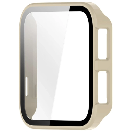 Etui ze szkłem do zegarka Bizon Case+Glass Watch do Garmin Venu X1, beżowe