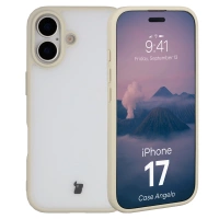 Etui Bizon Case Angelo do iPhone 17, półprzezroczyste z beżową ramką