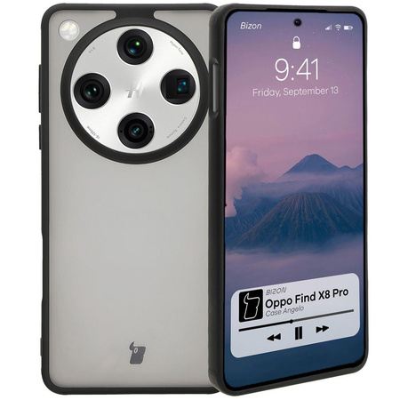 Etui Bizon Case Angelo do Oppo Find X8 Pro, półprzezroczyste z czarną ramką