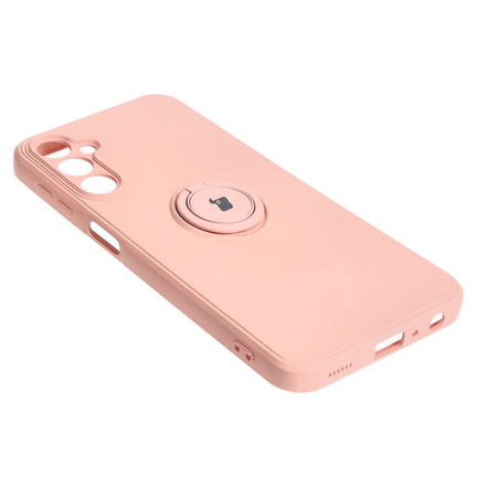 Etui Bizon Case Silicone Ring Sq do Galaxy A24, jasnoróżowe
