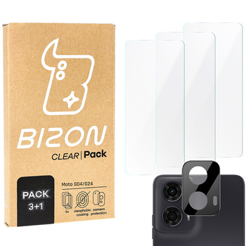 3x Szkło + szybka na aparat Bizon Clear 2 Pack do Motorola Moto G04/G24