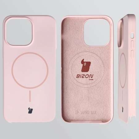 Silikonowe etui z pierścieniem magnetycznym Bizon Soft Case Magnetic do iPhone 14 Pro Max, jasnoróżowe