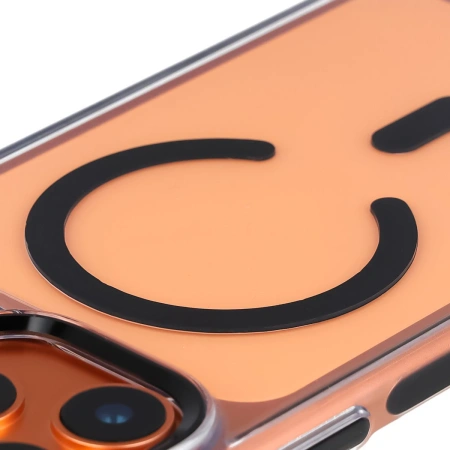 Etui z pierścieniem magnetycznym Bizon Case Marco do iPhone 17 Pro Max, przezroczyste z czarną ramką