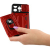 Etui Bizon Case Camshield Card Slot Ring do iPhone 14 Pro, czerwone