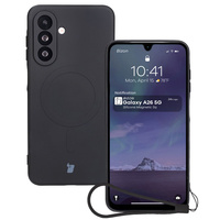 Silikonowe etui z pierścieniem magnetycznym Bizon Case Silicone Magnetic Sq do Galaxy A26 5G, czarne