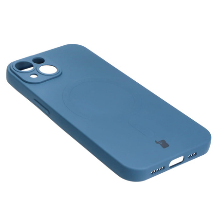 Etui silikonowe z pierścieniem magnetycznym Bizon Case Silicone Magnetic do iPhone 14, granatowe