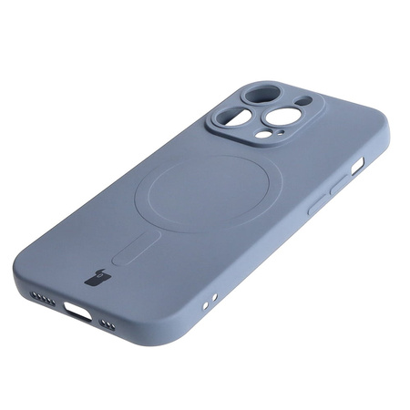 Etui silikonowe z pierścieniem magnetycznym Bizon Case Silicone Magnetic do iPhone 14 Pro, szare