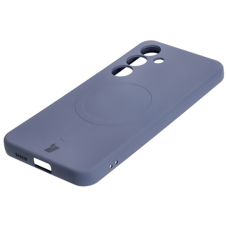 Silikonowe etui z pierścieniem magnetycznym Bizon Case Silicone Magnetic do Galaxy S25 / Galaxy S24, szare