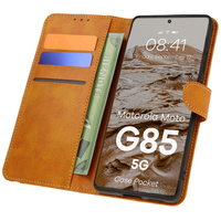 Etui z klapką Bizon Case Pocket do Motorola Moto G85 5G, brązowe