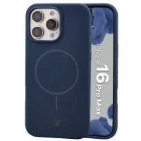 Silikonowe etui z pierścieniem magnetycznym Bizon Soft Case Magnetic do iPhone 16 Pro Max, granatowe