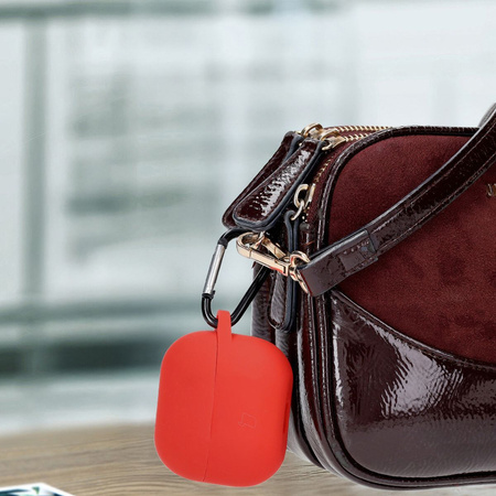 Silikonowe etui z karabińczykiem Bizon Case Headphone Silicone do Galaxy Buds 3/3 Pro/3 FE, czerwone