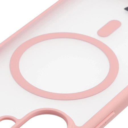 Etui z pierścieniem magnetycznym Bizon Case MatteO do iPhone 17, przydymione-jasnoróżowe