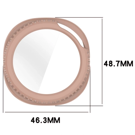 Etui ze szkłem do zegarka Bizon Case Watch Adamo do Samsung Galaxy Watch 8 Classic 46 mm, różowe