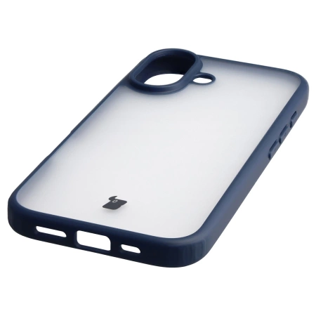 Etui Bizon Case Angelo do iPhone 17, półprzezroczyste z granatową ramką