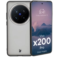 Etui Bizon Case Angelo do Vivo X200 Pro, półprzezroczyste z czarną ramką