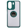 Etui z uchwytem na palec Bizon Case Hybrid Ring do Xiaomi Redmi 13C / Xiaomi Poco C65, przydymione z ciemnozieloną ramką